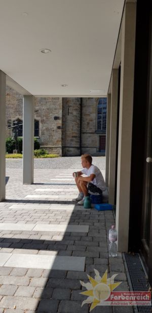 Anstricharbeiten im AmandusForum St. Amandus Datteln, Pause muss auch mal sein!